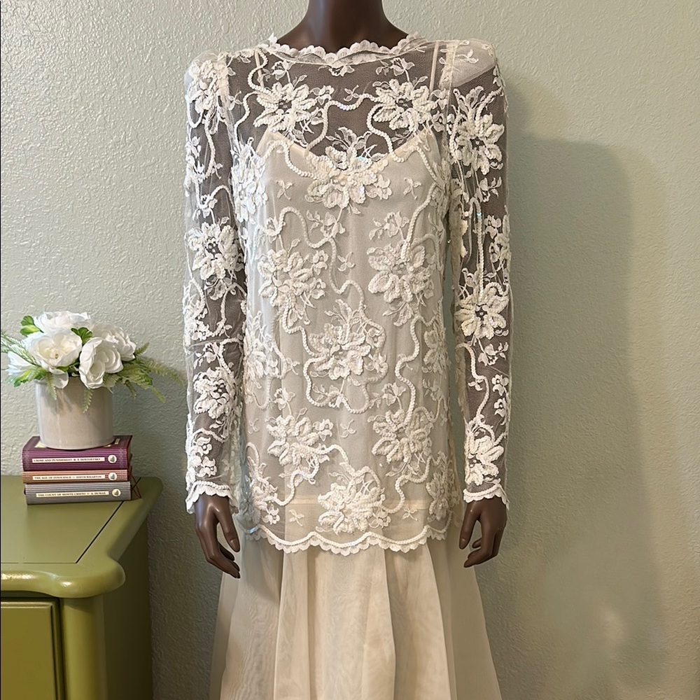 Vintage Pat Richards by Michael Maiello Elegant Lace and Sequins Dress